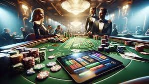 Close-up of roulette betting table layout on huntertoto login